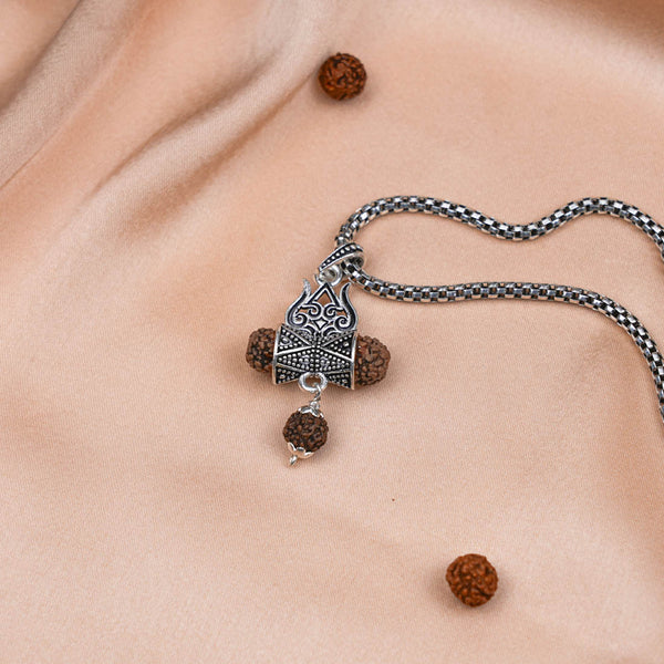 Rudraksha Trishul Damru Pendant