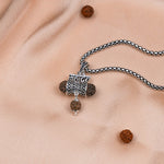 Rudraksha Mahadev Damru Pendant with Silver Chain