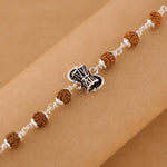 Original Rudraksha Shiva Damru Silver Bracelet
