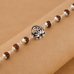 Rudraksha Silver With Om Lotus Flower Bracelet
