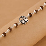 Rudraksha Silver With Om Lotus Flower Bracelet