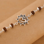 Rudraksha Silver Bracelet with Om in Pointed Circle