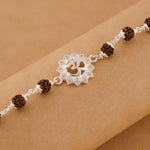 Rudraksha Silver Bracelet With Om in a Concave Sphere
