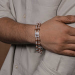 Orignal Rudraksha Silver Shree in Square double line bracelet