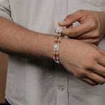 92.5 Silver Three Om Double Line Rudraksha Bracelet
