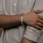 Orignal Rudraksha Silver Star Symbol double line Bracelet