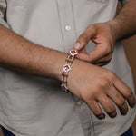 Original Rudraksha Om Three Rhombus Double Line Bracelet