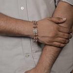 Orignal Rudraksha Silver Tortoise Symbol Double Line Bracelet