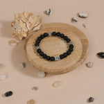Authentic Lava Stone with Om Namah Shivay Silver Beads Bracelet