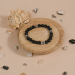 Authentic Lava Stone and Om Silver Beads Bracelet