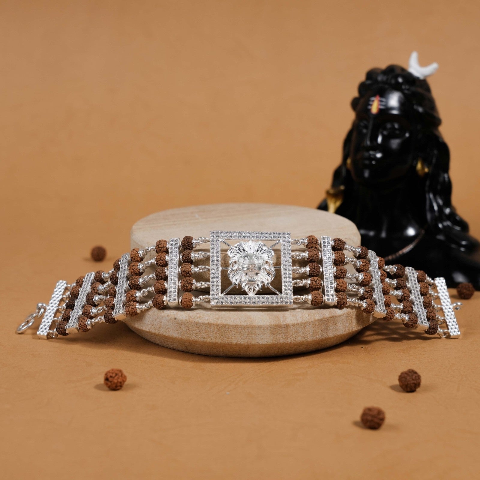 Premium Lion Five Row Rudraksha Bracelet