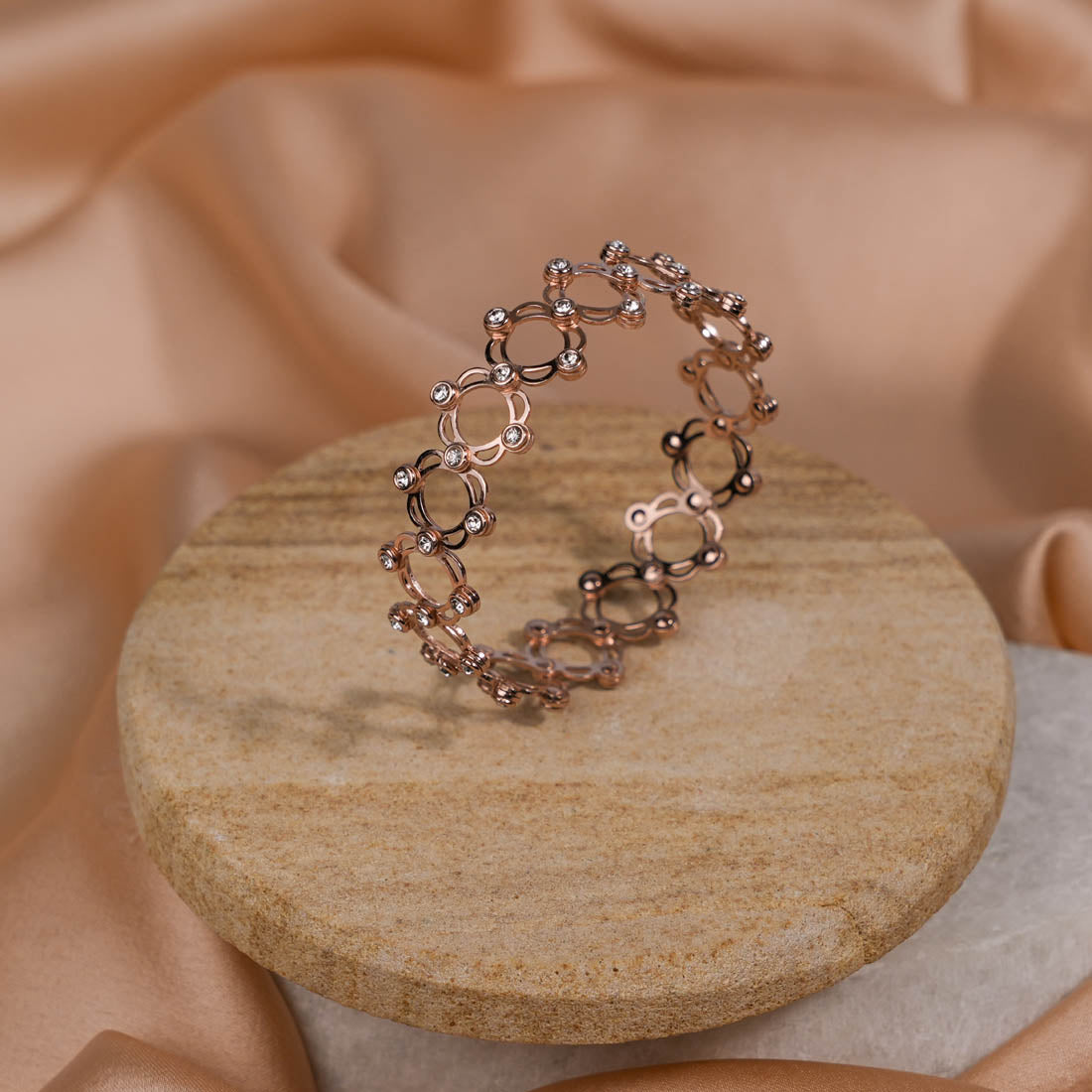 Authentic Rose Gold Plated Silver Ring Cum Bracelet for Women