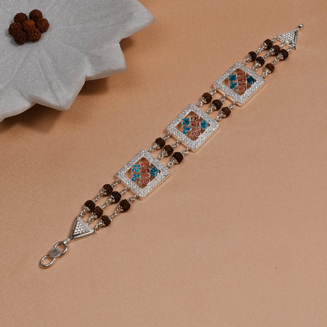 Jay Thakar Brooch Silver Rudraksha Bracelet