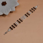 Authentic Rudraksha Silver Shree Brooch Triple Line Bracelet