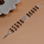 Authentic Rudraksha Silver Shree Triple Line Bracelet