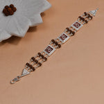 Authentic Rudraksha Silver Three Om in Red Brooch Bracelet