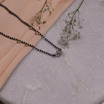 Real Black Beads Mangal Sutra with Silver Circular Pendant