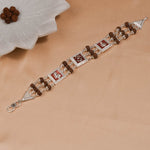 Authentic Rudraksha Silver Om with Ganesh Triple Line Bracelet
