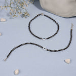 Evil Eye and Blue Beads Silver Double Line Anklets for Women