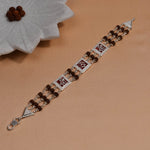 Authentic Rudraksha Silver Om With Shree Triple Line Bracelet