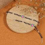 Authentic Black Beads Pink Ganesh Silver Nazariya for Kids