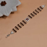 Authentic Rudraksha Silver Om in Red Triple Line Bracelet