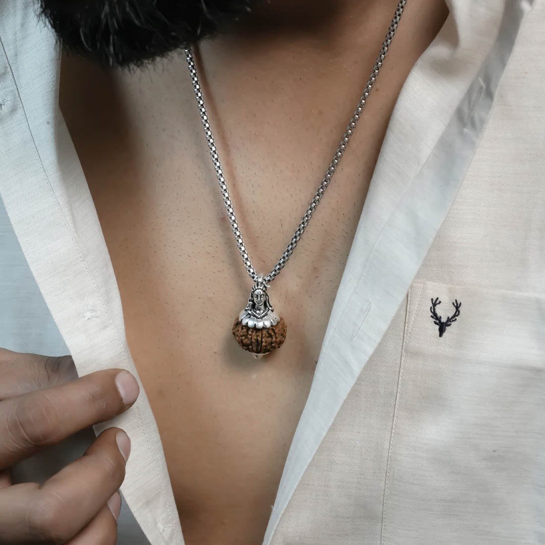 Orignal Adiyogi Pendant (9 Mukhi Nepali Rudraksha) With Chain