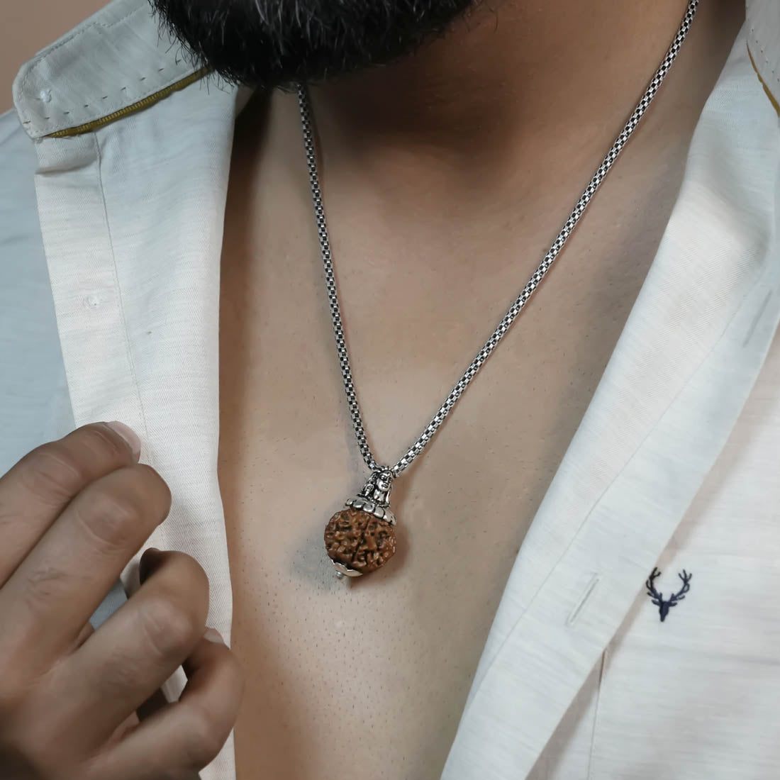 Real Adiyogi Pendant (11 Mukhi Nepali Rudraksha) With Chain