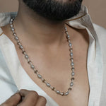 Buy Rudraksha Silver Mala (Perforated Oval Beads)