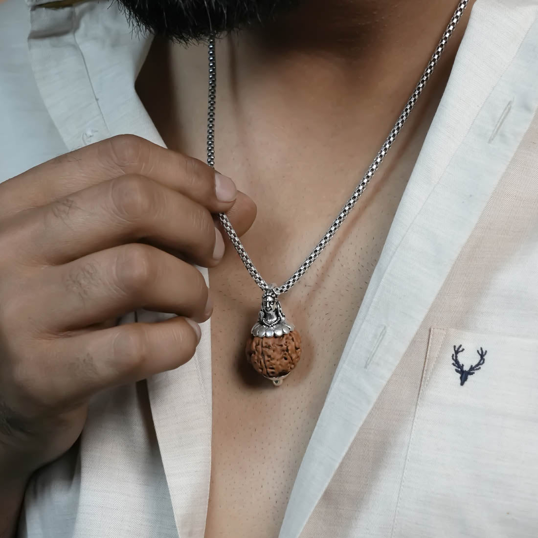 Orignal Adiyogi Pendant (4 Mukhi Nepali Rudraksha) With Chain