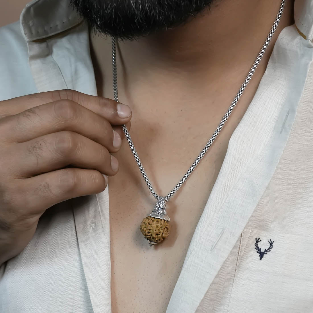 Orignal Adiyogi Pendant (8 Mukhi Nepali  Rudraksha) With Chain