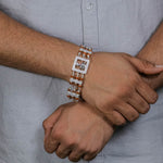 Orignal Rudraksha Silver Daimond Goga Tripel Line Bracelet