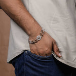 Authentic Rudraksha Silver Double Line Bracelet with Central Om