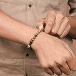 Organic Tiger Eye Stone with Om Silver Beads Bracelet