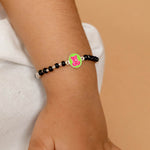 Orignal Black Beads Pink Ganesh Silver Nazariya for Kids