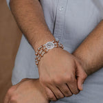Real Rudraksha Silver Om in Flower Bracelet