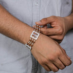 Orignal Rudraksha Silver Two Goga Triple Line Bracelet