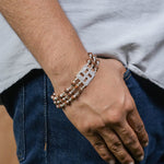 Orignal Rudraksha Silver Swastik Triple Line Bracelet