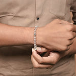 Organic Spatik Diamond Cut Beads with Om Silver Beads Bracelet