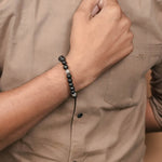 Organic Ebony Karungali with Shree Hari Silver Beads Bracelet