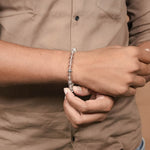 Organic Spatik Beads with Om Silver Beads Bracelet