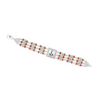 Rudraksha Silver Daimond Goga Tripel Line Bracelet