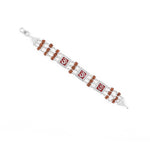 Rudraksha Silver Three Om in Red Brooch Bracelet 