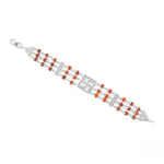 Rudraksha Silver Swastik Brooch Triple Line Bracelet