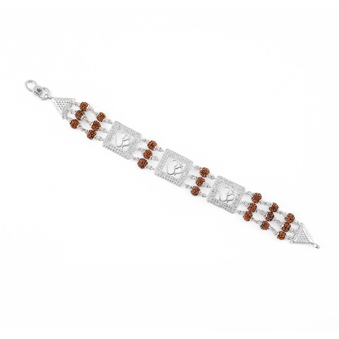 Original Rudraksha Diamond Om Triple Line Bracelet