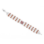 Rudraksha Silver Shree in Red Triple Line Bracelet