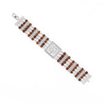 Rudraksha Silver Roaring Lion Four Line Bracelet