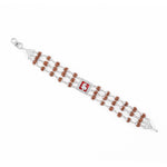 Premium Red Ganesh Triple Row Rudraksha Bracelet