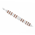Rudraksha Silver Shree Brooch Triple Line Bracelet