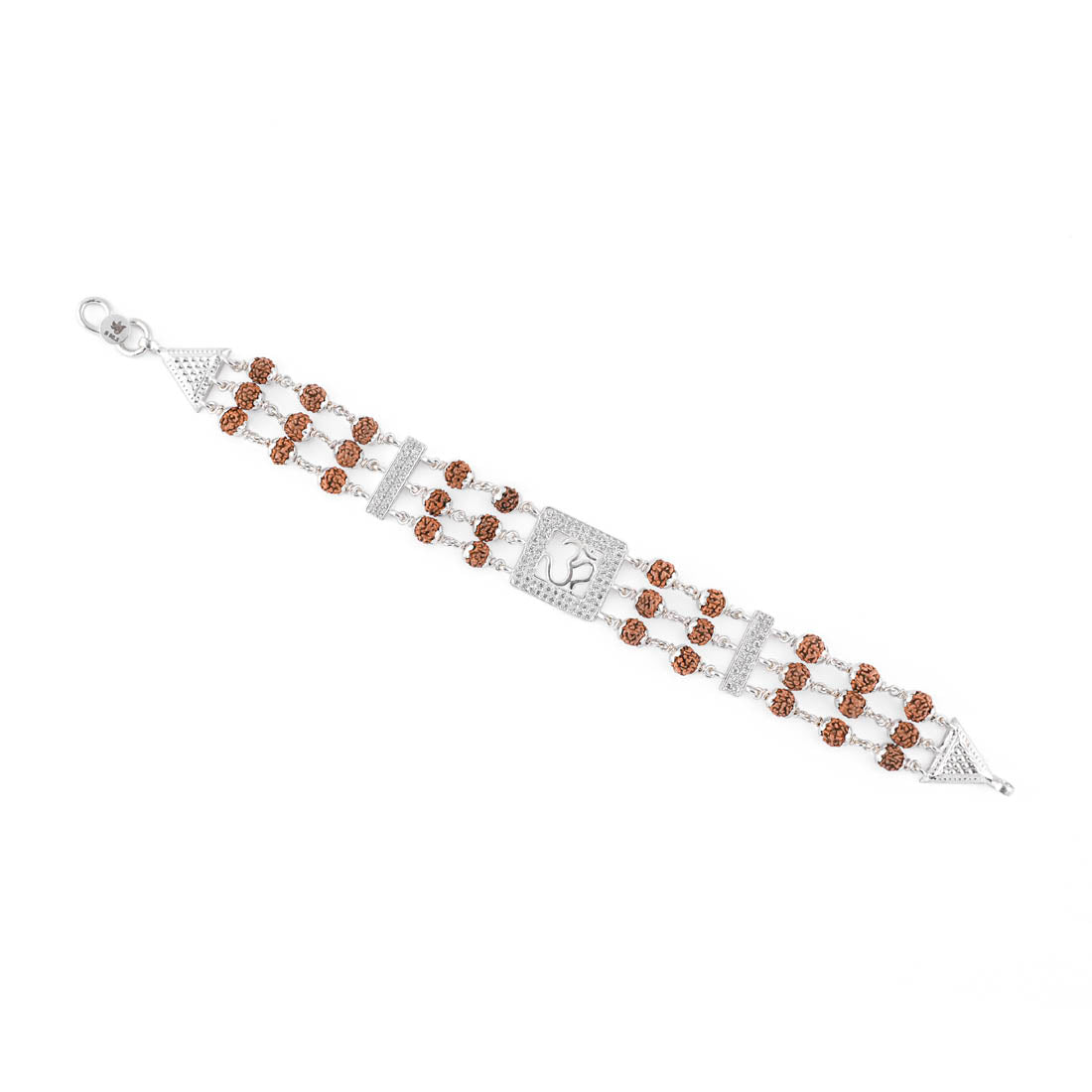 Premium Diamond Om Triple Row Rudraksha Bracelet